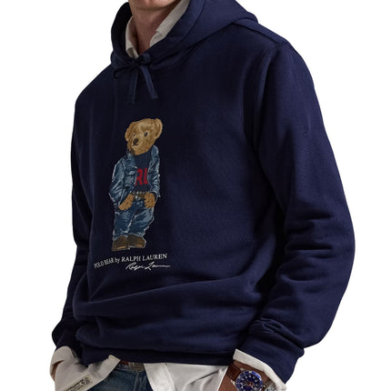 Polo Ralph Lauren Men's Polo Bear Fleece Hoodie Cruise Navy Denim Bear