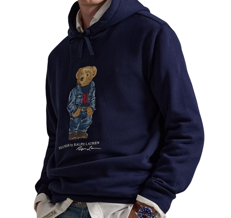 Polo Ralph Lauren Men's Polo Bear Fleece Hoodie Cruise Navy Denim Bear