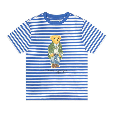 Polo Ralph Lauren Men's Polo Bear Striped Cotton Jersey Tee Blue/White 2 - Hemen Kargoda