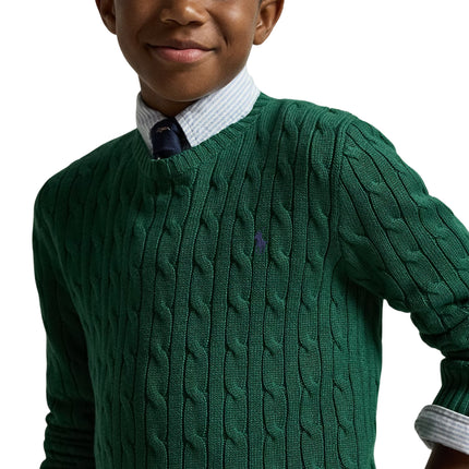 Polo Ralph Lauren Boy's Cable-Knit Cotton Sweater Athletic Green
