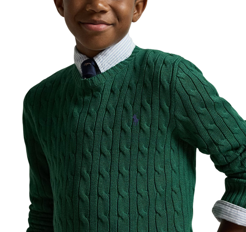Polo Ralph Lauren Boy's Cable-Knit Cotton Sweater Athletic Green
