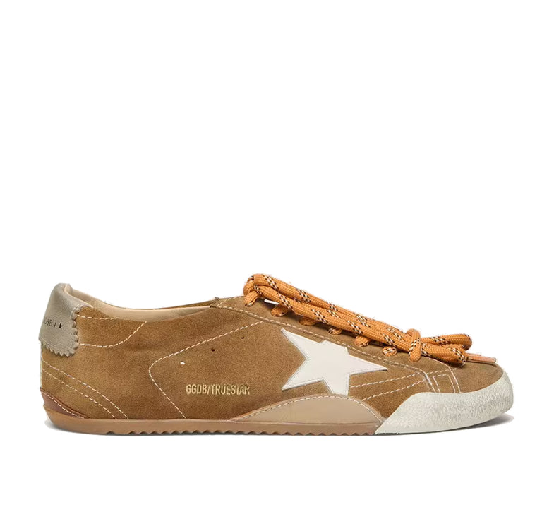Golden Goose Women's True Star in Tobacco Colored Suede with White Star and Platinum