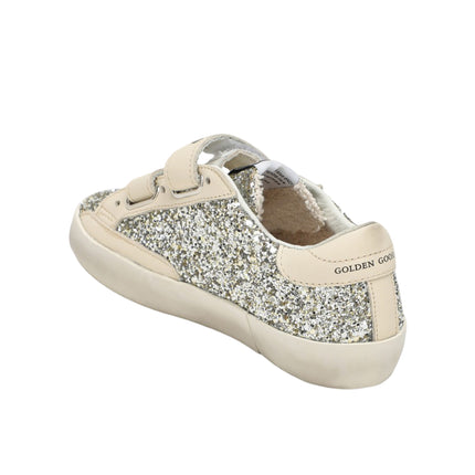 Golden Goose Grade School Old Sneakers with Platinum/Cream Glitter