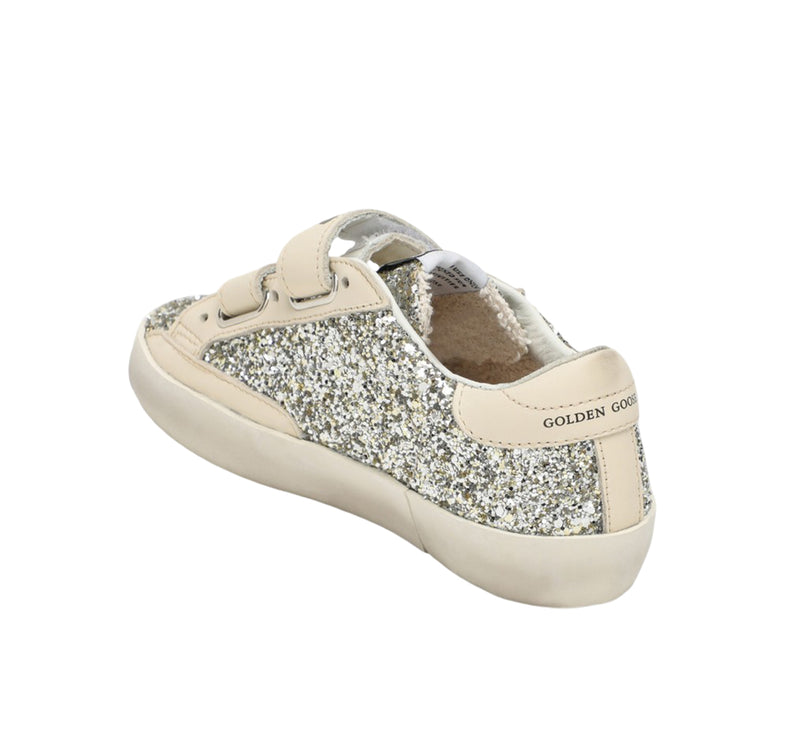 Golden Goose Grade School Old Sneakers with Platinum/Cream Glitter