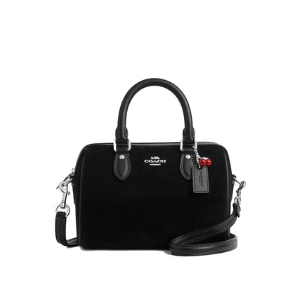 Coach Women's Mini Rowan Crossbody Bag With Cherry Charm Black/Silver