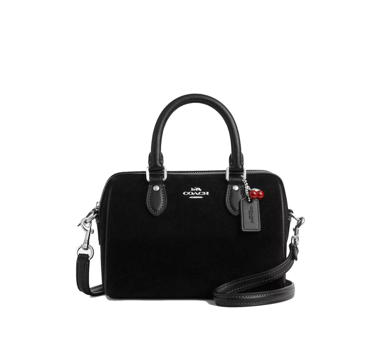 Coach Women's Mini Rowan Crossbody Bag With Cherry Charm Black/Silver