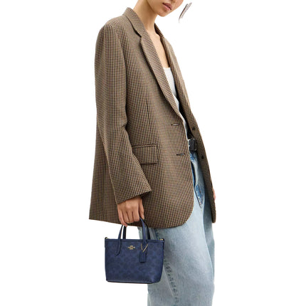 Coach Women's City Mini Tote Bag In Signature Canvas Gold/Navy
