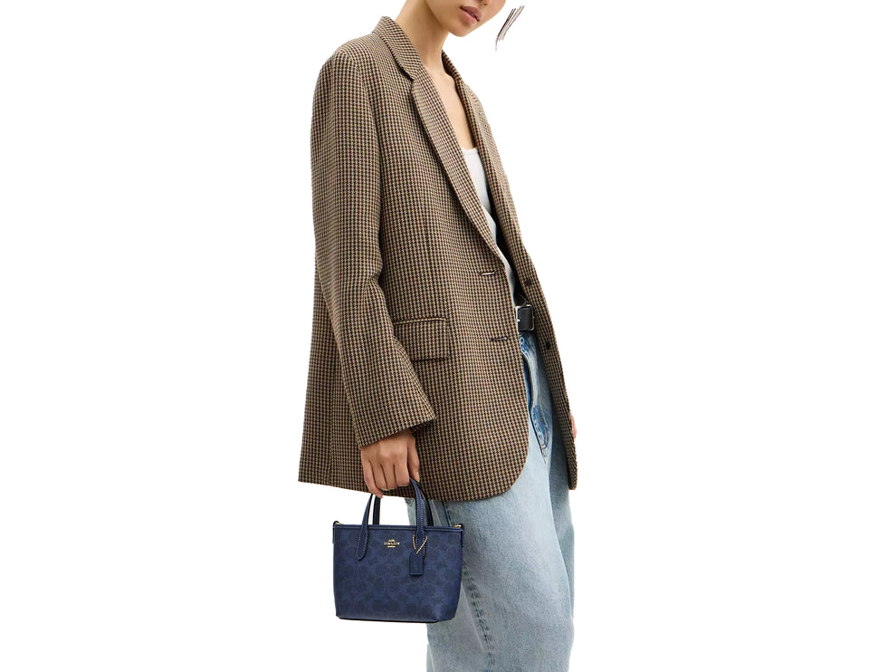 Coach Women's City Mini Tote Bag In Signature Canvas Gold/Navy