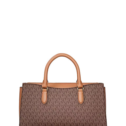 Michael Kors Women's Arden Medium Signature Logo Top-Zip Satchel Bag Brown