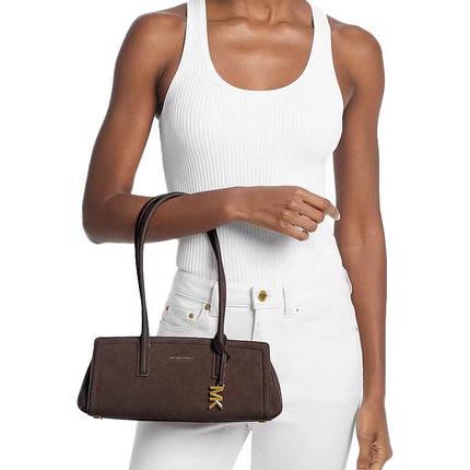 Michael Kors Women's Laila Small Suede Shoulder Bag Chocolate