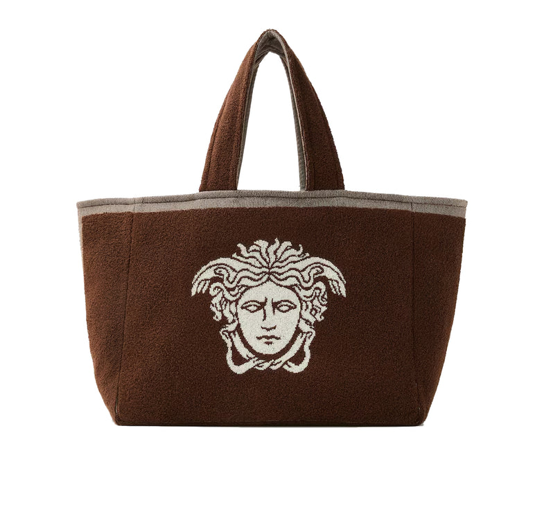 Versace Women's Cotton Terry Jacquard Tote Brown