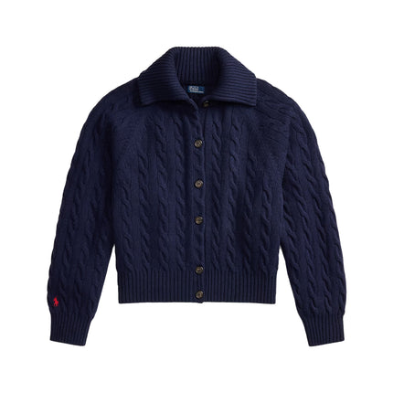Polo Ralph Lauren Women's Cable Wool-Cashmere Collared Cardigan Hunter Navy