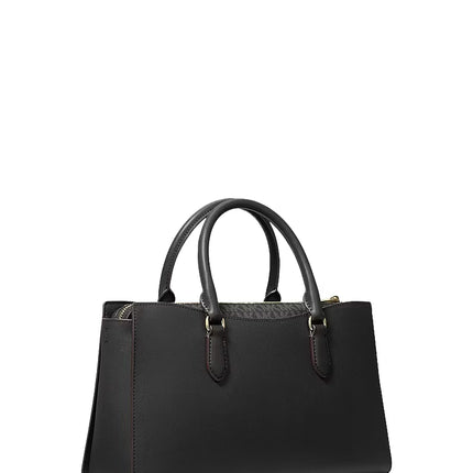 Michael Kors Women's Arden Medium Top-Zip Satchel Bag Black/Gold