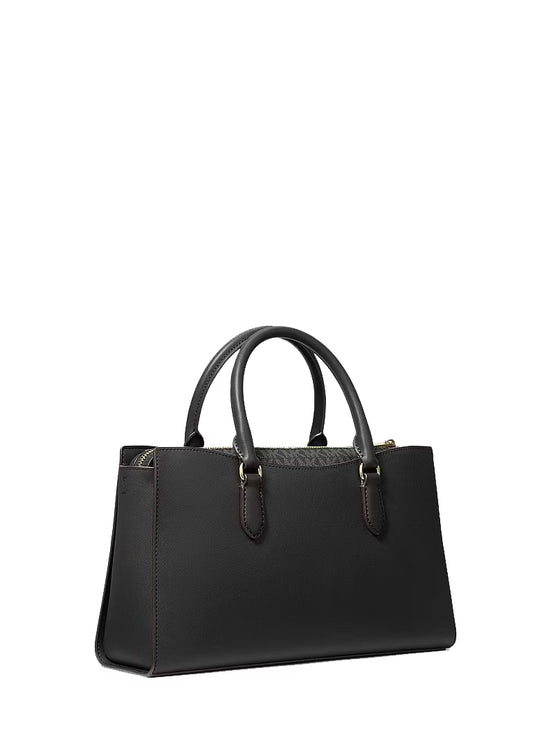 Michael Kors Women's Arden Medium Top-Zip Satchel Bag Black/Gold