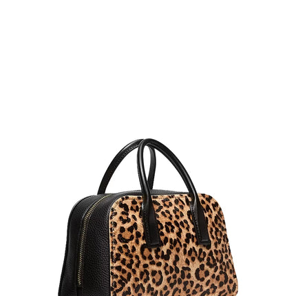 Michael Kors Women's Ashton Small Leopard Print Calf Hair Messenger Bag Camel Multi