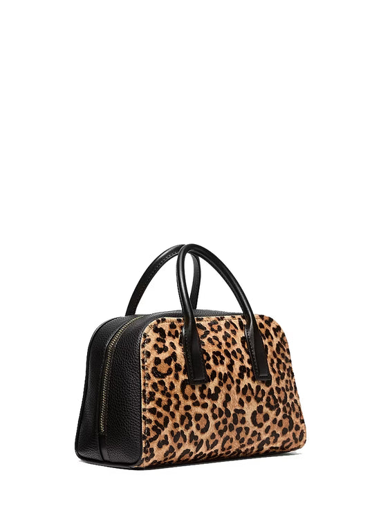 Michael Kors Women's Ashton Small Leopard Print Calf Hair Messenger Bag Camel Multi