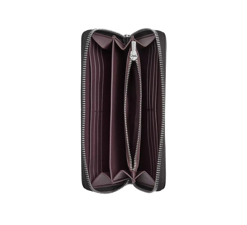Coach Women's Long Zip Around Wallet Suede/Silver/Black