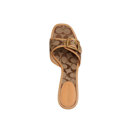Coach Women's Margot Sandal In Signature Jacquard Khaki/Light Peach