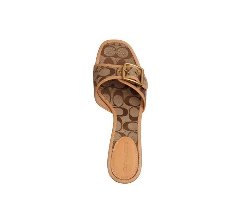 Coach Women's Margot Sandal In Signature Jacquard Khaki/Light Peach