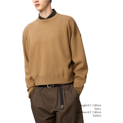 Uniqlo Unisex Smooth Cotton Crew Neck Sweater 34 Brown