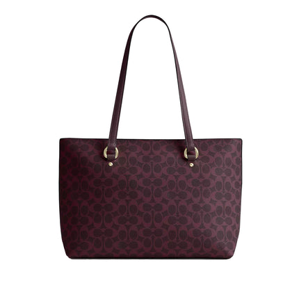 Coach Women's Station Tote Bag In Signature Canvas Gold/Black Currant