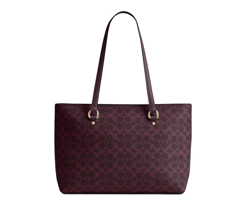 Coach Women's Station Tote Bag In Signature Canvas Gold/Black Currant