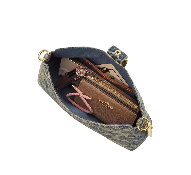 Coach Women's Abbie Shoulder Bag In Signature Regenerative Cotton Denim Gold/Denim