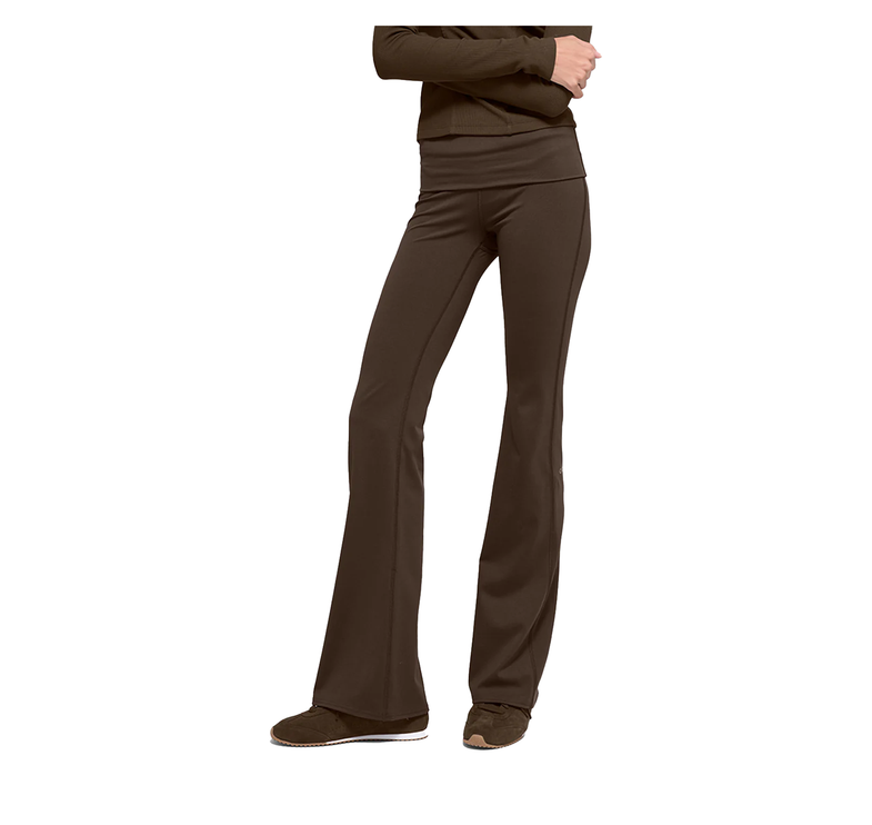 alo Women's Softsculpt Foldover Flare Legging Espresso