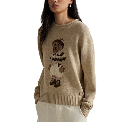 Polo Ralph Lauren Women's Polo Bear Rollneck Sweater Dark Almond Marl