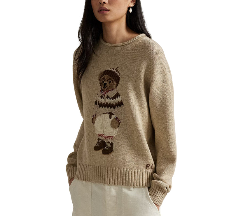 Polo Ralph Lauren Women's Polo Bear Rollneck Sweater Dark Almond Marl