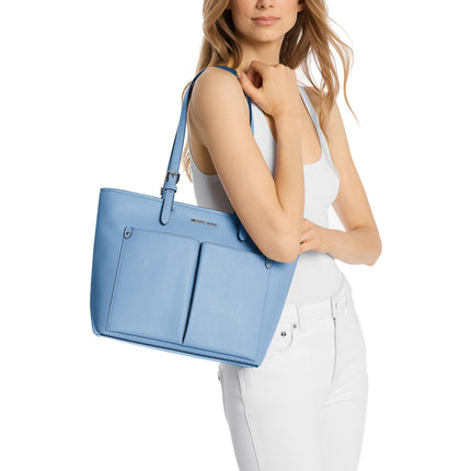 Michael Kors Women's Jet Set Medium Pocket Tote Bag Light Sky