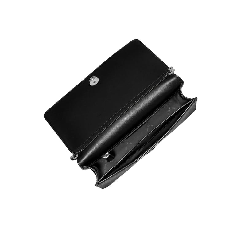 Michael Kors Women's Jet Set Medium Signature Logo Crossbody Bag Silver/Black