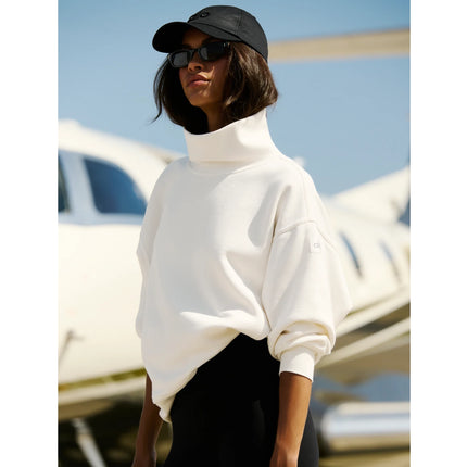 alo Women's Hazy Mock Neck Pullover Ivory