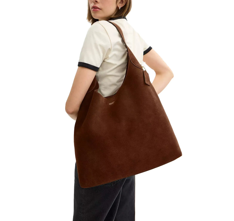 Coach Women's Brooklyn Shoulder Bag 39 Suede/Brass/Warm Brown