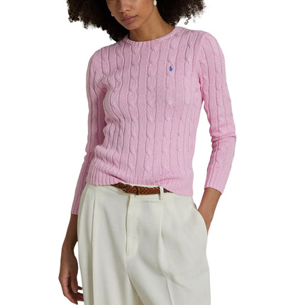 Polo Ralph Lauren Women's Cable-Knit Cotton Crewneck Sweater Carmel Pink