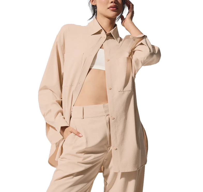 alo Women's Dreamscape Button Down Long Sleeve Macadamia