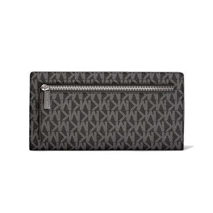 Michael Kors Women's Carson Large Signature Logo Wallet Black/Silver