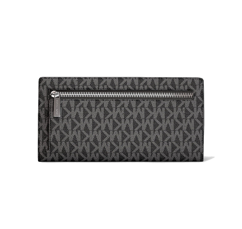 Michael Kors Women's Carson Large Signature Logo Wallet Black/Silver