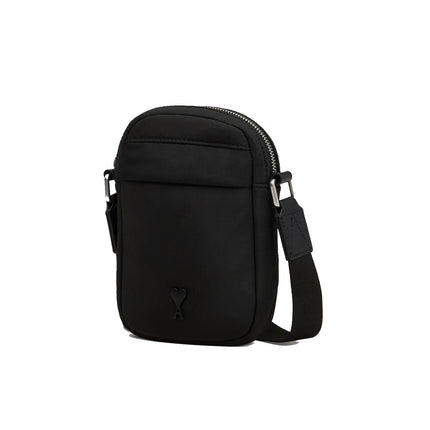 AMI Alexandre Mattiussi Canvas Small Ami De Coeur Crossbody Bag Black
