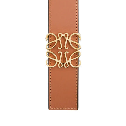 Loewe Women's Reversible Anagram Belt in Smooth Calfskin Tan/Black/Gold