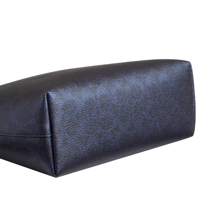 Coach Women's Fiona Zip Tote Bag In Signature Canvas Silver/Blue/Navy