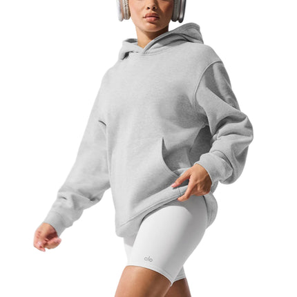 alo Women's Renown Heavy Weight Hoodie Athletic Heather Grey