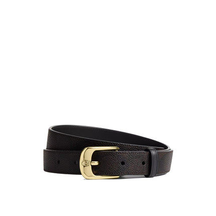 Coach Women's C Harness Buckle Belt, 25 Mm Gold/Walnut Black