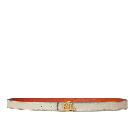 Polo Ralph Lauren Women's Logo Reversible Leather Skinny Belt Explorer Sand/Rust Orange