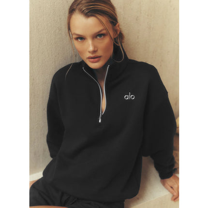 alo Women's Accolade 1/4 Zip Pullover Black