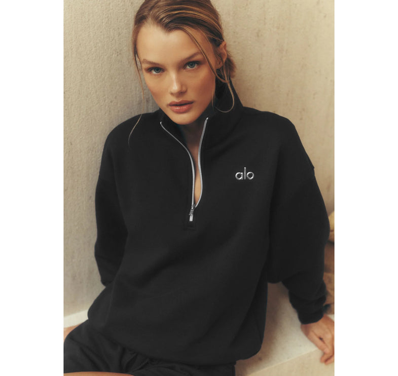 alo Women's Accolade 1/4 Zip Pullover Black