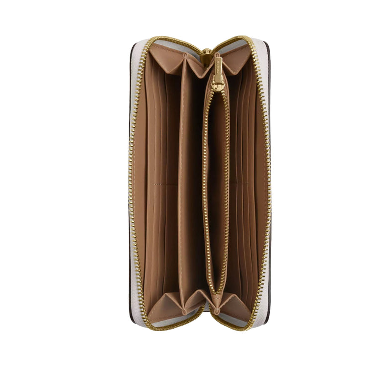Coach Women's Long Zip Around Wallet In Signature Canvas Gold/White/Chalk