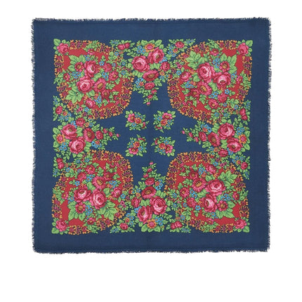 KUJTEN Women's Large Bandana Hachiko Flower Caviar Blue