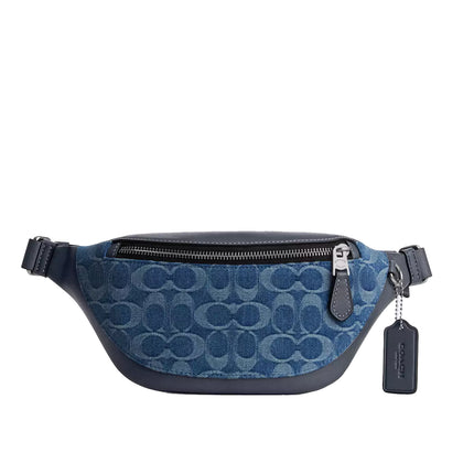Coach Unisex Warren Mini Belt Bag In Signature Denim Silver/Denim