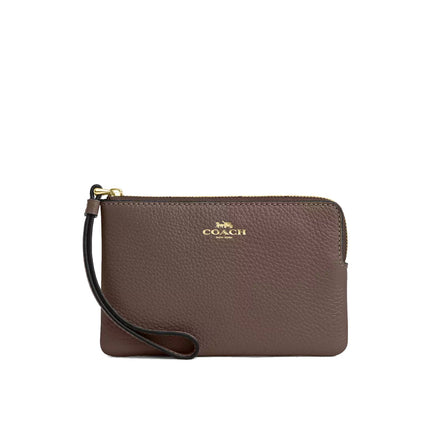 Coach Women's Corner Zip Wristlet Gold/Dark Stone